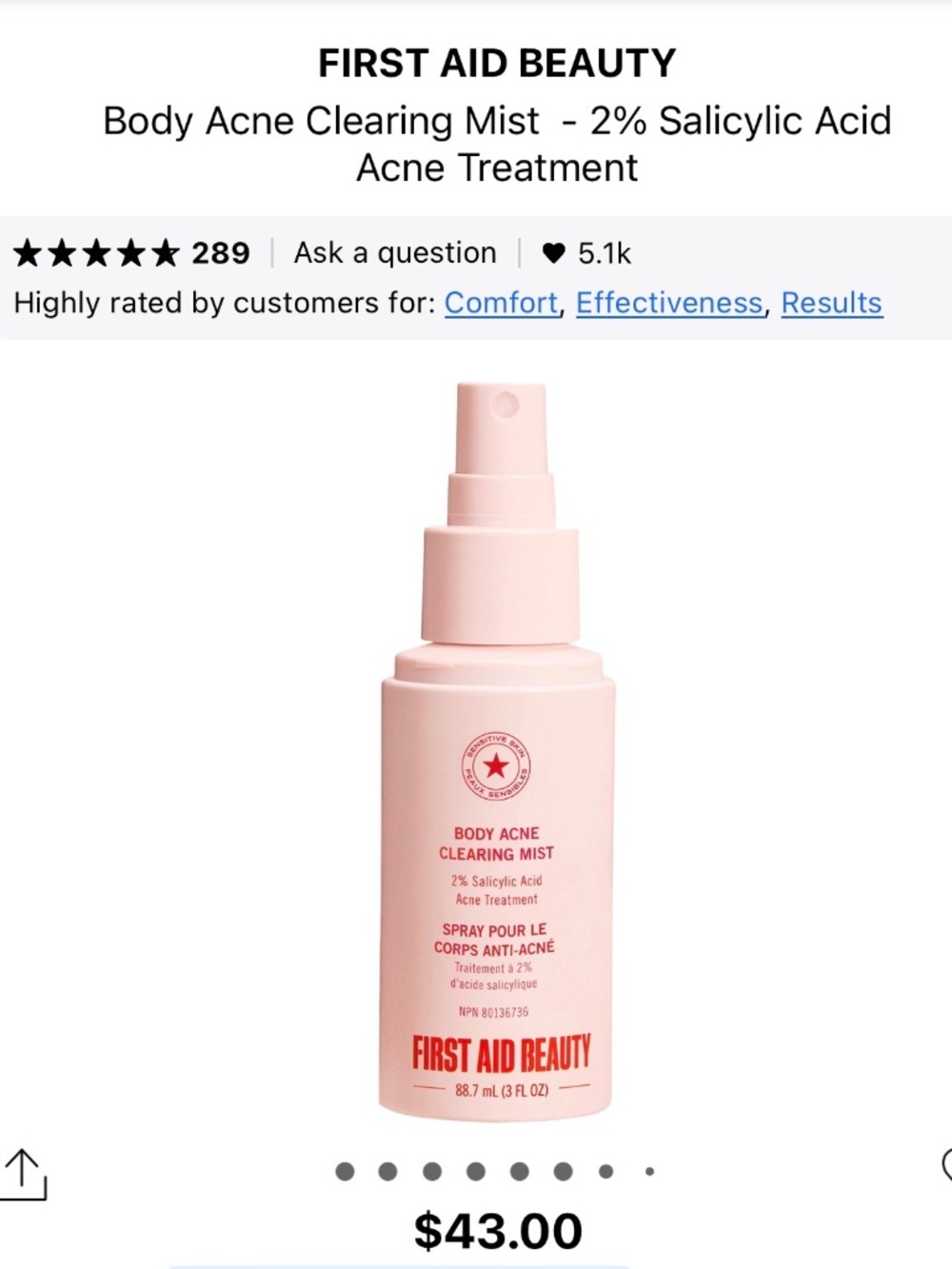 First Aid Beauty Body Acne Spray